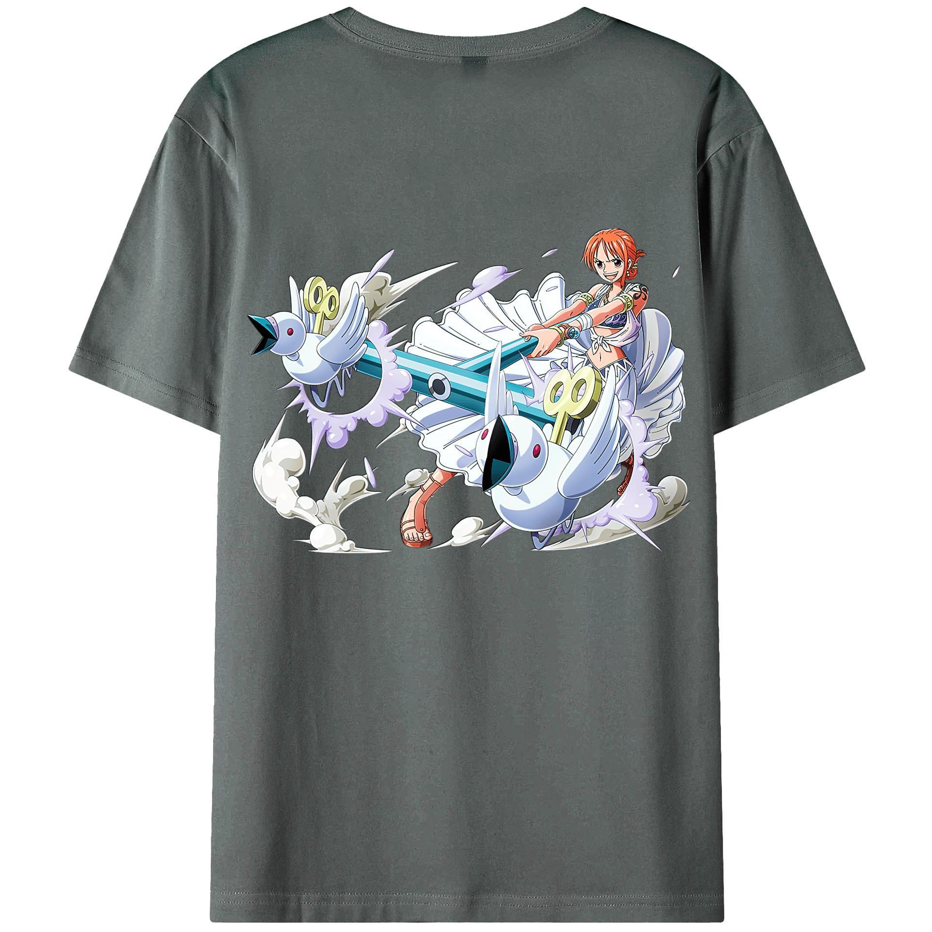 （画像用） ワンピース ナミ ONE PIECE Nami 綿100％ メンズ半袖Tシャツ（バックプリント） 通気性